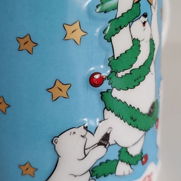 Vintage 2001 Coca Cola Mug  Polar Bear Christmas Holiday Scene - Picture 5 of 11